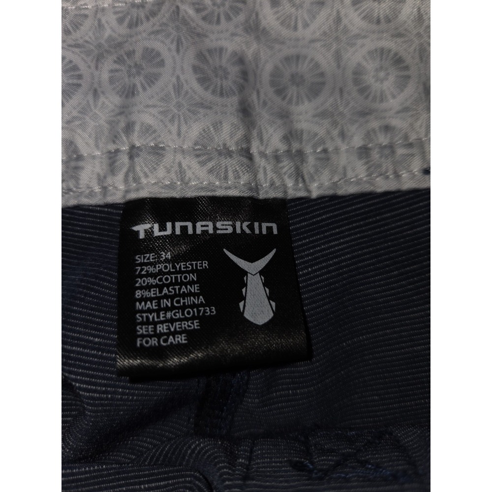 Tunaskin Mens Board Shorts Size 34 Blue Stripes Fishing Performance Swim Trunks - Picture 6 of 9